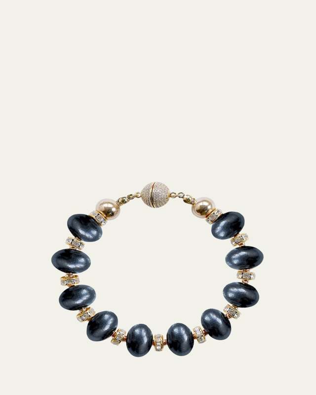 Mika Black Coral Bracelet, 8.5"L